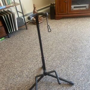Adjustable Black Electronics Stand with Padded Yoke